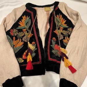 Maeve floral velvet Bomber jacket